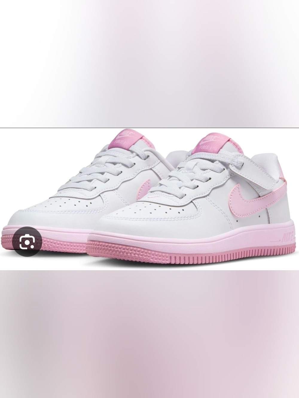 Nike White & Pink Low-Top Sneakers with Velcro Strap